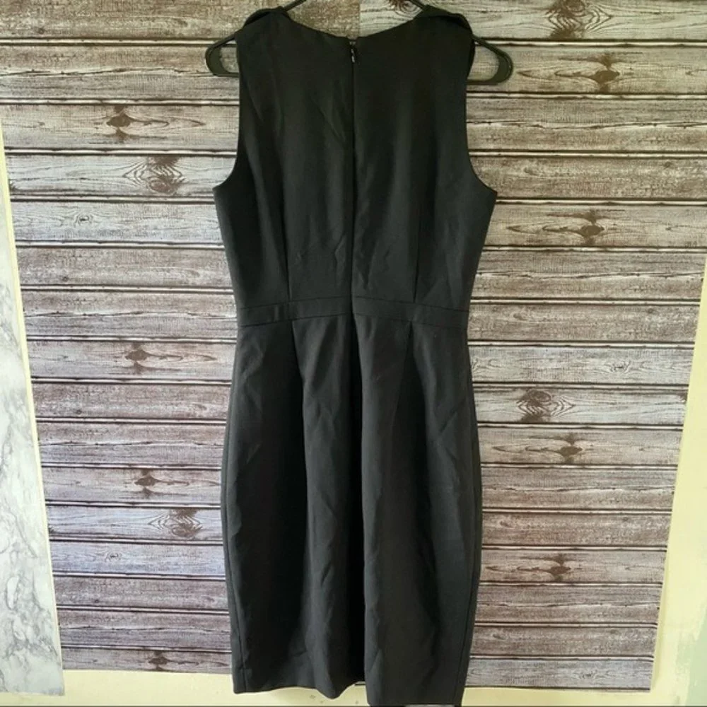 J Crew Women's Sleeveless Sheath Dress Size 4 Tall‎ Black 100% Wool Back Zipper